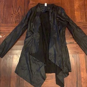 Leather suede black cardigan jacket size l
